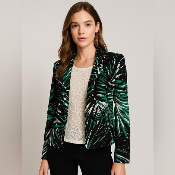 Chico's Jackets & Blazers - Chico's Green and Black Patterned Blazer